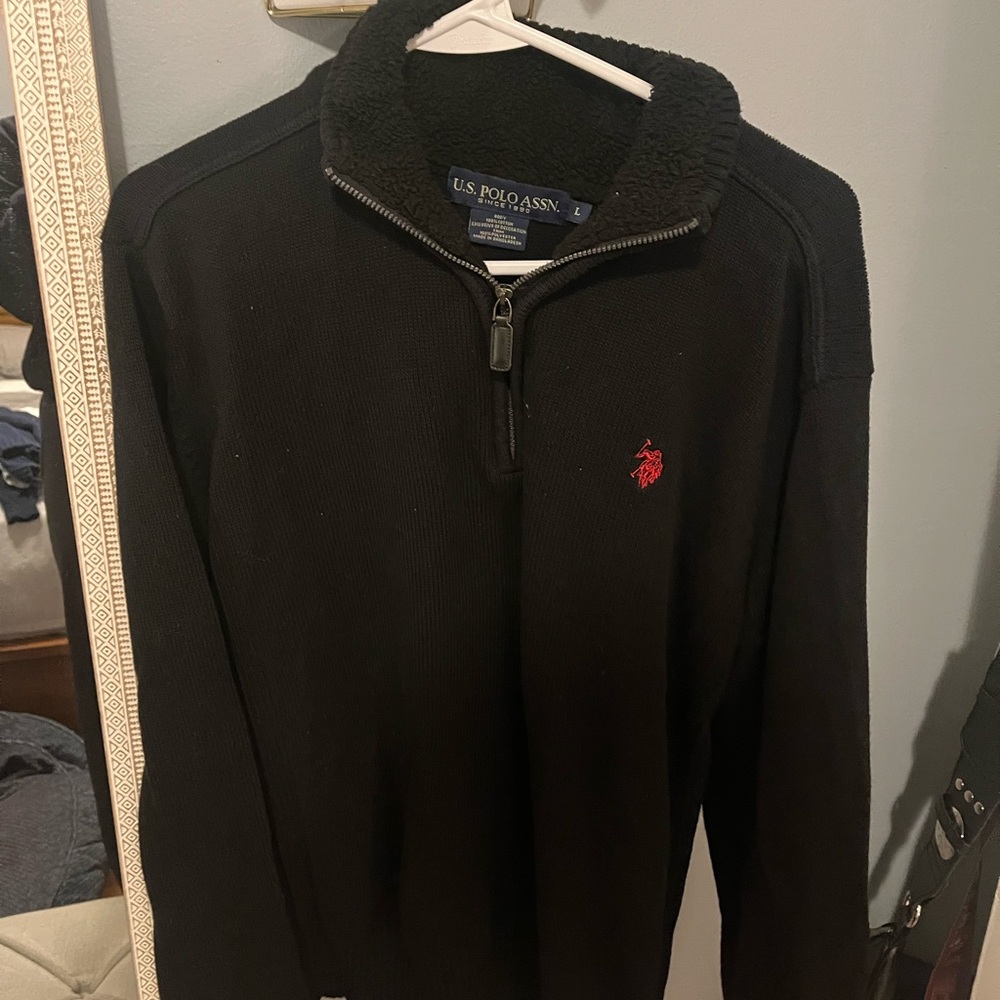 U.S. Polo Assn. Men's Black Zip-Up Sweater